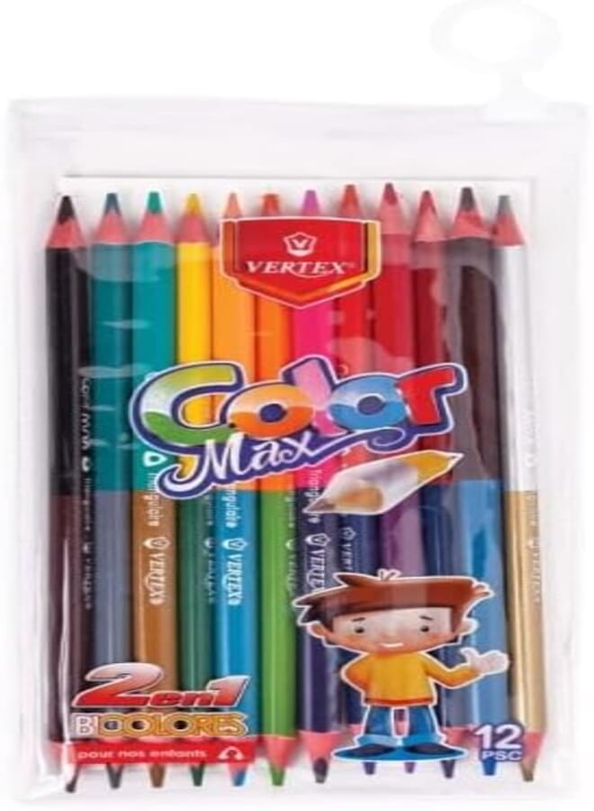 Vertex Long Pencil Set Triangle 12 Pen 24 Colors - Multi Color